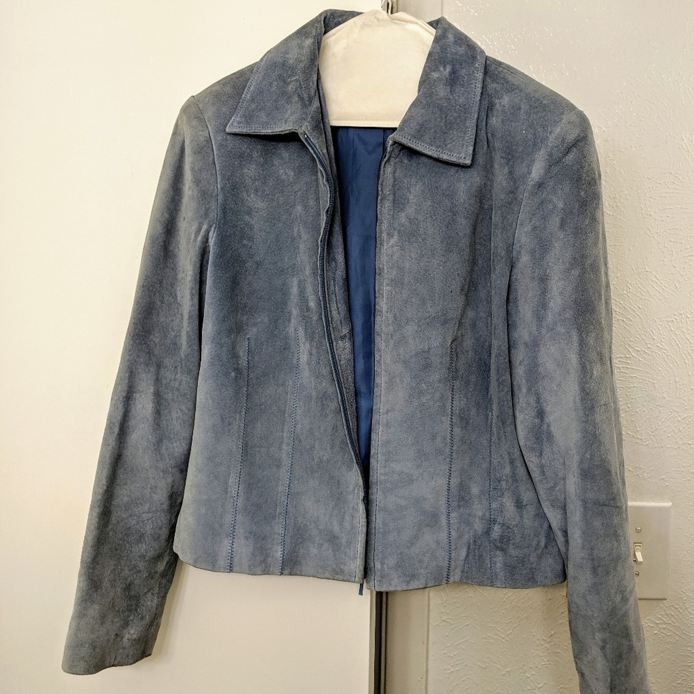 Révue Light Slate Blue Suede Jacket